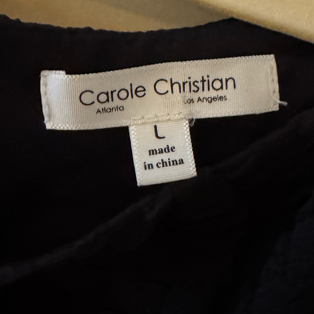 Chic Black Puff Sleeve Dress with White Accents - Picture 3 of 5